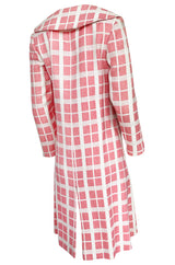 1960s Pierre Cardin Pink & White Check Woven Wool Fabric Spring Coat