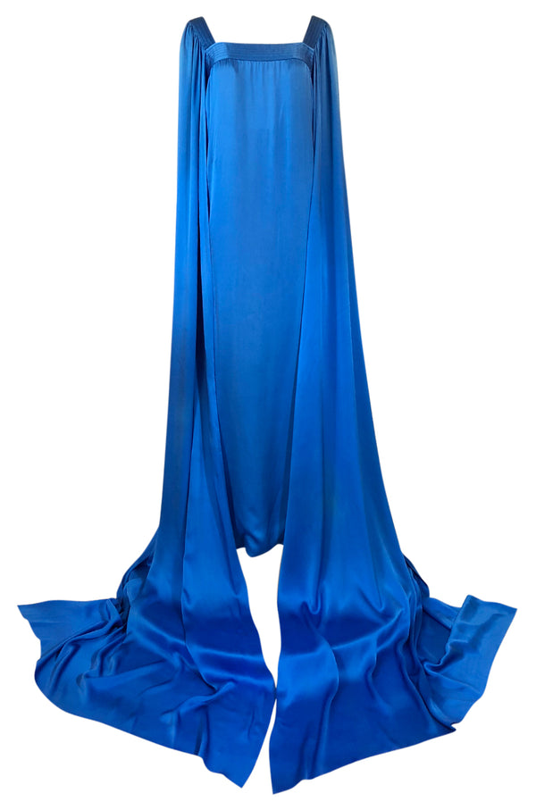 Fall 1978 Christian Dior Haute Couture Silk Satin Caped Sleeve Dress