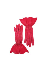 Vintage Yves Saint Laurent Pink Leather Gauntlet Gloves 7