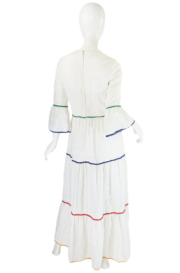 1960s Miss K Embroidered White Cotton Dress