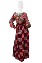 1960s Metallic & Velvet Malcolm Starr Maxi Dress