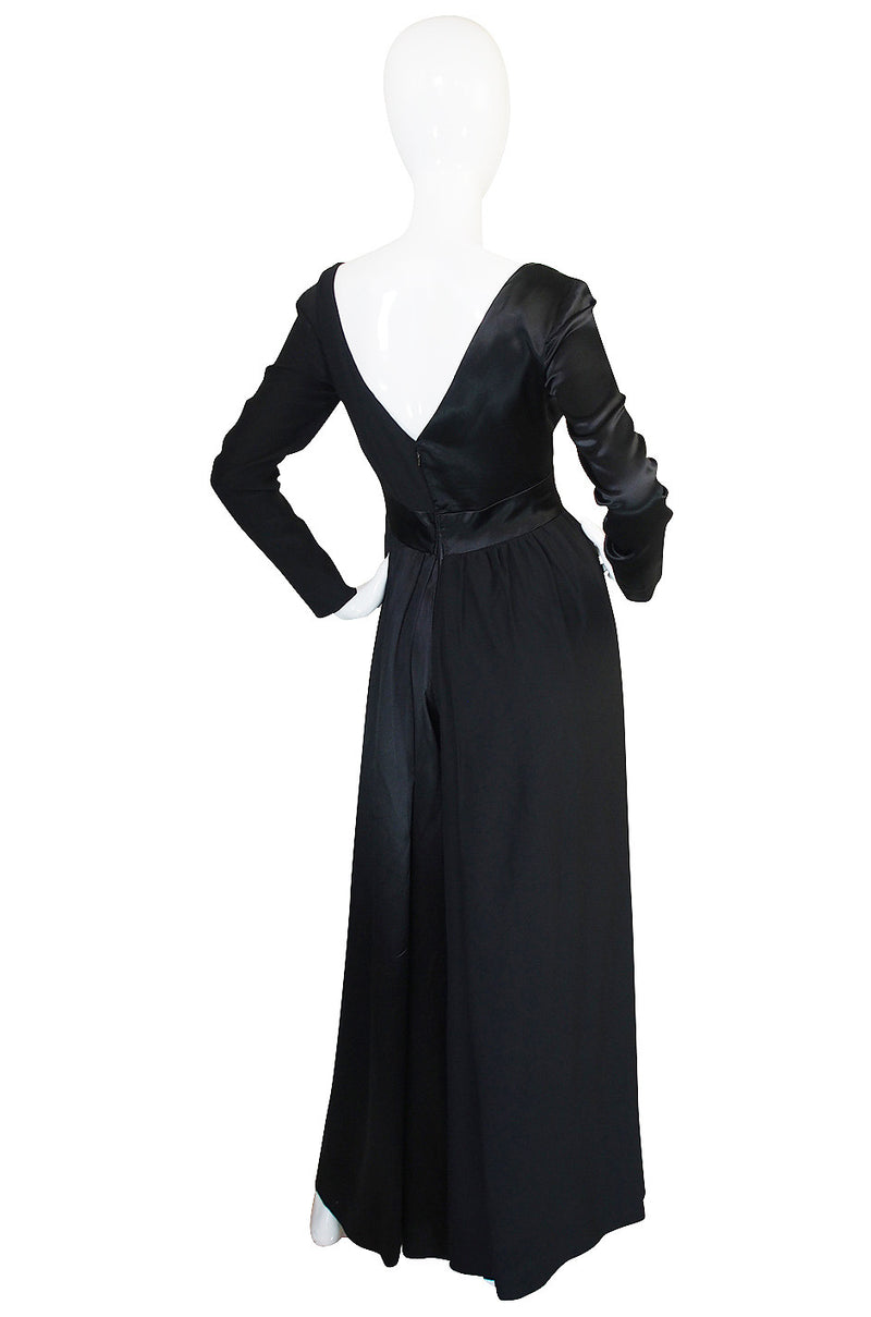 c1966 Black Silk Emilio Pucci Plunged Jumpsuit