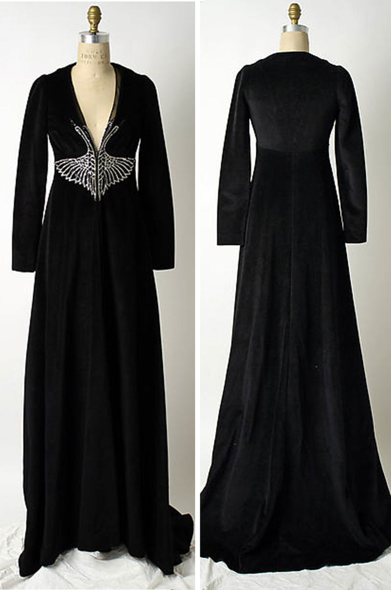 Museum Held 1971 John Kloss Beaded "Black Swan" Dress