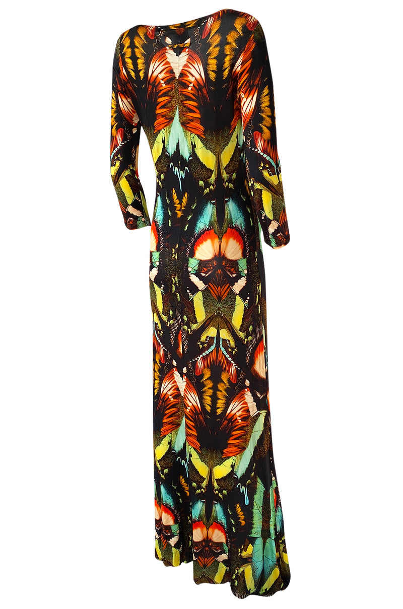 2014 Jean Paul Gaultier Butterfly Stretch Jersey Maxi Dress