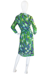 1960s Green Silk Print Emilio Pucci Dress