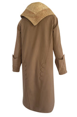 Lovely 1920s Unlabeled Caramel Coloured Fine Wool Flapper Coat w Faux Broadtail Collar