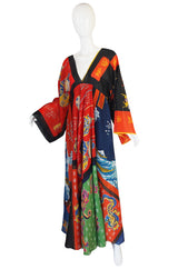 Rare, Early 1970s LaVetta Silk Scarf Caftan Dress