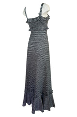 Vintage Chanel Black & White Check Soft Stretch Knit Halter Dress