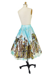 1950s Hand Painted Sequin Artegreen Mexican Skirt