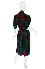 1930s Fashion Originators Guild Blue & Red Floral Silk Dress