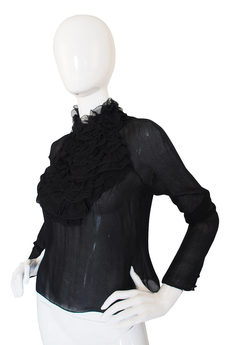 1980s Givenchy Couture Silk Ruffle Top