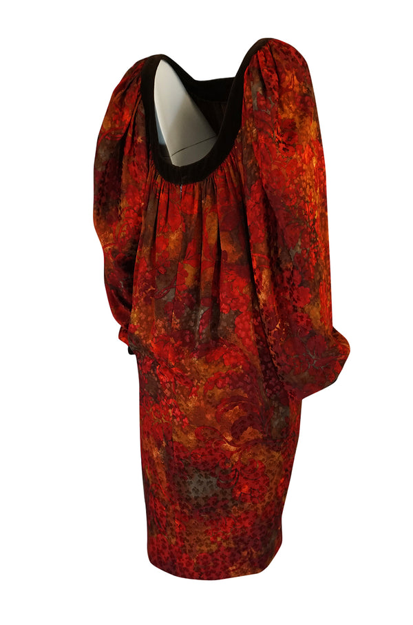 Fall/Winter 1983-84 Yves Saint Laurent Patron Haute Couture Silk Sack Dress