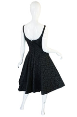 1950s Black Lace Suzy Perette Flared Back Skirt Dress