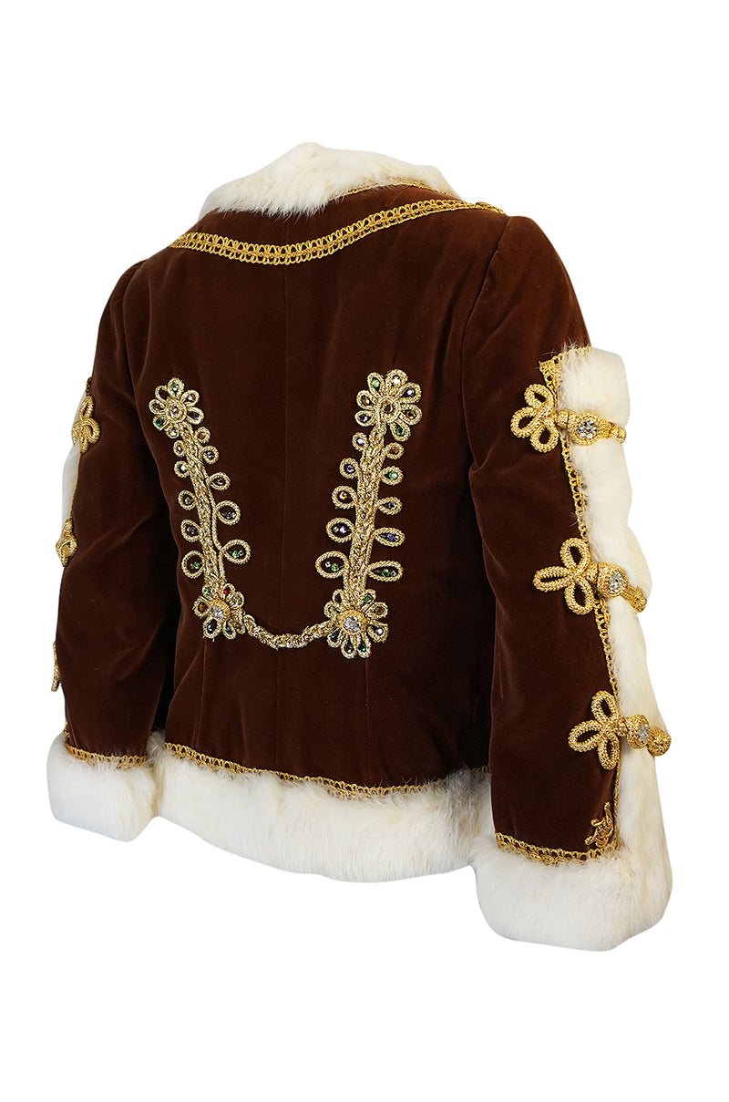 Remarkable 1960s Heavily Embellished Velvet & Fur Band Jacket