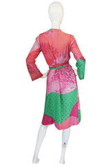 1970s Pink Print Cotton Voile Hanae Mori Wrap Dress