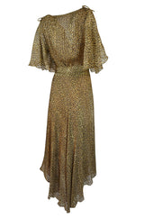 1970s Annacat Pintuck Bias Cut Fine Ribbon Silk Chiffon Dress