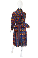 1970s Yves Saint Laurent Ikat Print Silk Skirt & Top