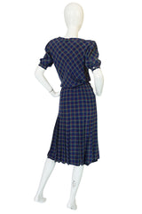 Early 1980s Chanel Silk Drawstring Top & Pleated Skirt Set