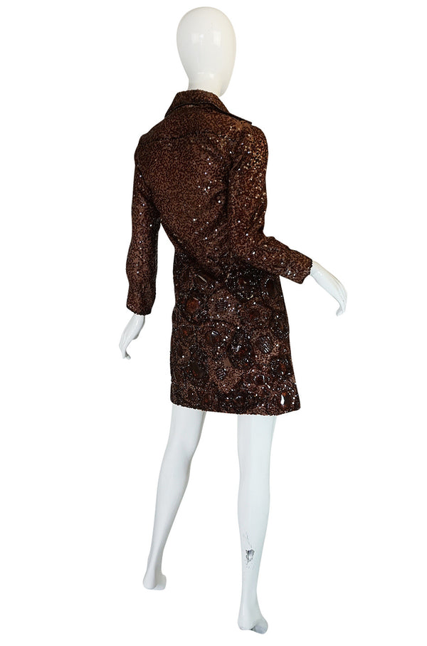 c.1966 Christian Dior Sequin & Tortoise Shell Demi-Couture Dress