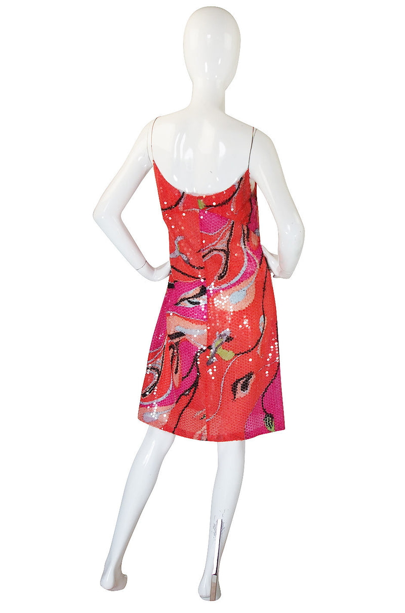 1990s Pink  Silk & Sequin Pucci Shift Dress