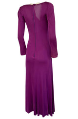 1972 Bob Mackie Ray Aghayan Purple Jersey Dress w Macrame