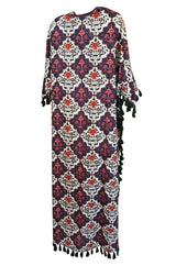 2016 Rhode Resort 'Casu' Printed Cotton Voile Tasseled Caftan Dress