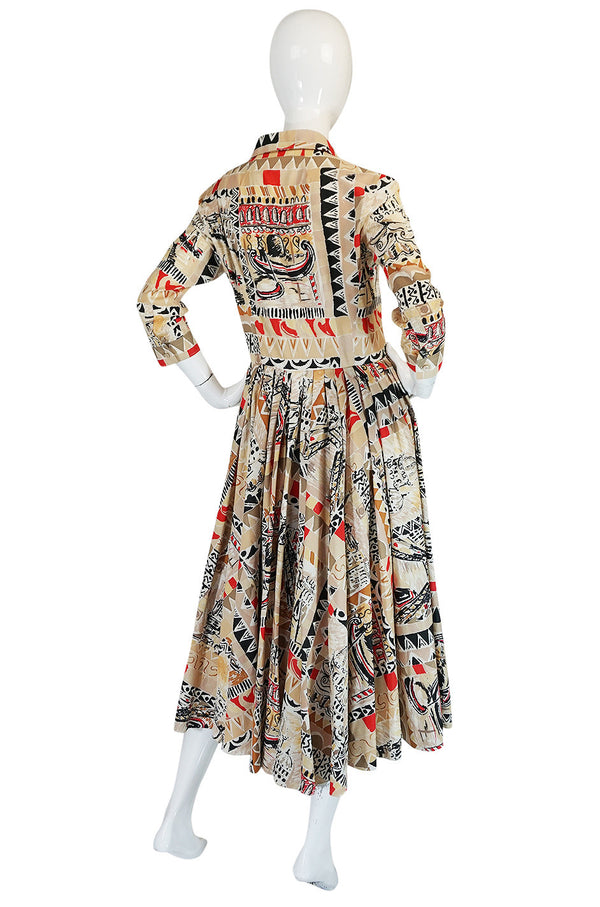 S/S 2004 Prada Runway Postcard Print Cotton Dress