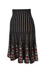 Gorgeous Fall 2000 Azzedine Alaia Documented Flared Stretch Knit Floral Pattern Skirt