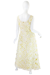 1960s Lace Overlay Sara Fredericks Sculptural Silk Dress