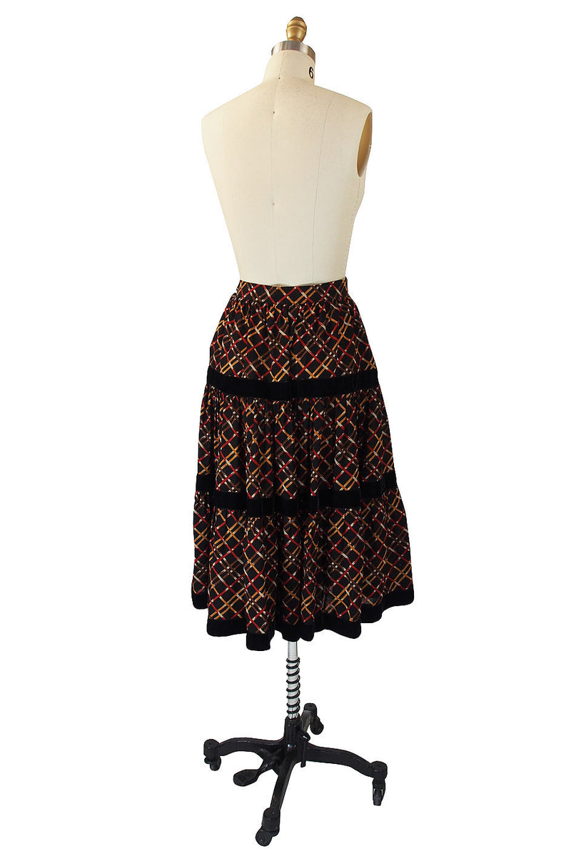 1970s Yves Saint Laurent Plaid Challis Skirt