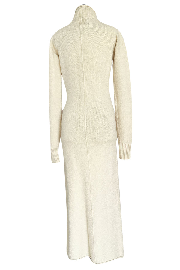 Warm & Cozy 2000s Celine by Pheobe Philo Cream Sweater Dress w High Neck