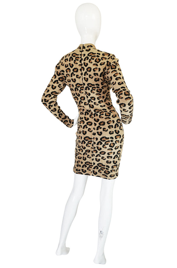 Iconic Fall 1991 Azzedine Alaia Museum Held Leopard Knit Dress