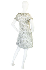 c1966 Numbered Christian Dior Boutique Silver Bead Shift Dress