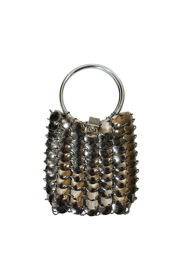 1960s Silver Disc Bag in the Manner of Paco Rabanne