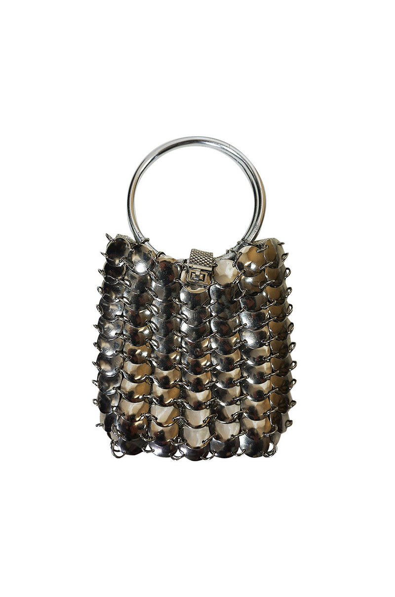 1960s Silver Disc Bag in the Manner of Paco Rabanne