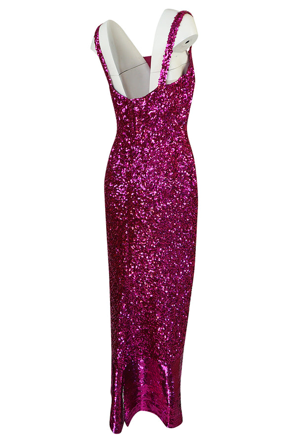 1950s Mr. Blackwell Demi-Couture Densely Covered Pink Sequin Dress