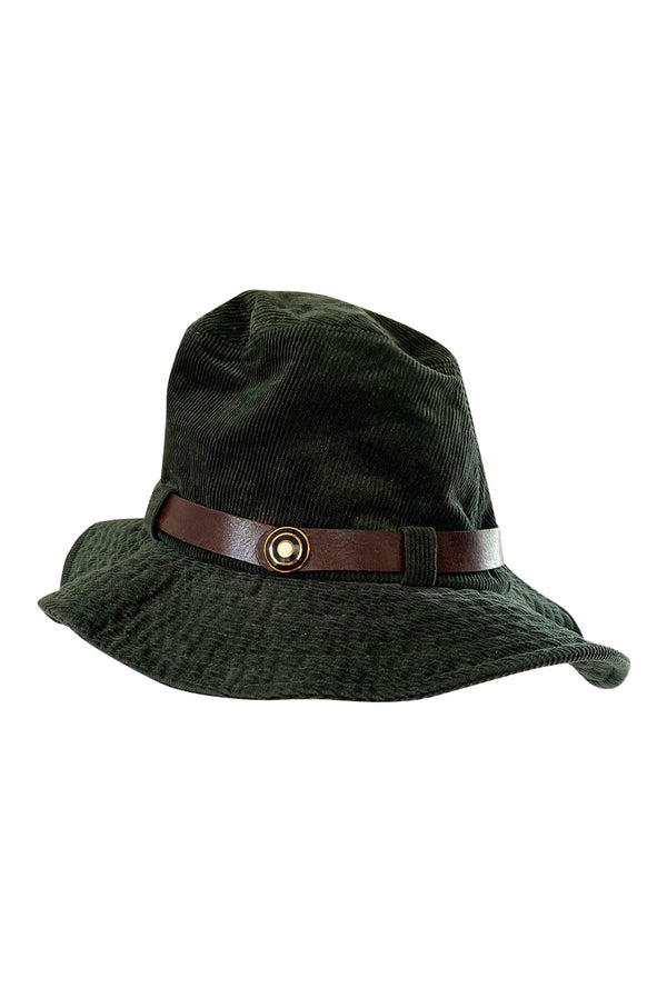 c. 2009 Balenciaga by Nicolas Ghesquière Deep Green Corduroy Hat