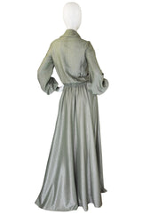 1970s Anne Klein Metallic Shirt Maxi Dress