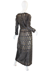 1960s Metallic Pauline Trigere Dress with Cut Outs