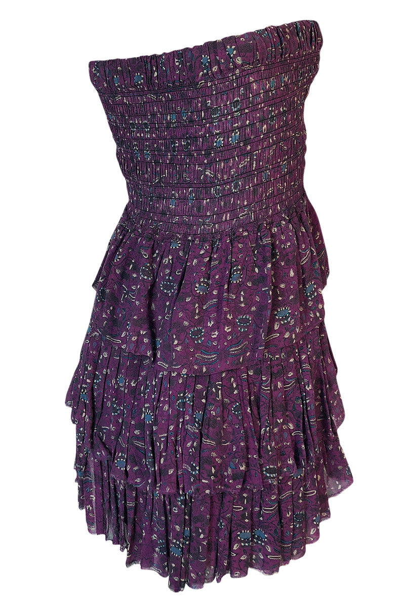 S/S 2011 Isabel Marant Strapless Purple Print Runway Dress Look 3