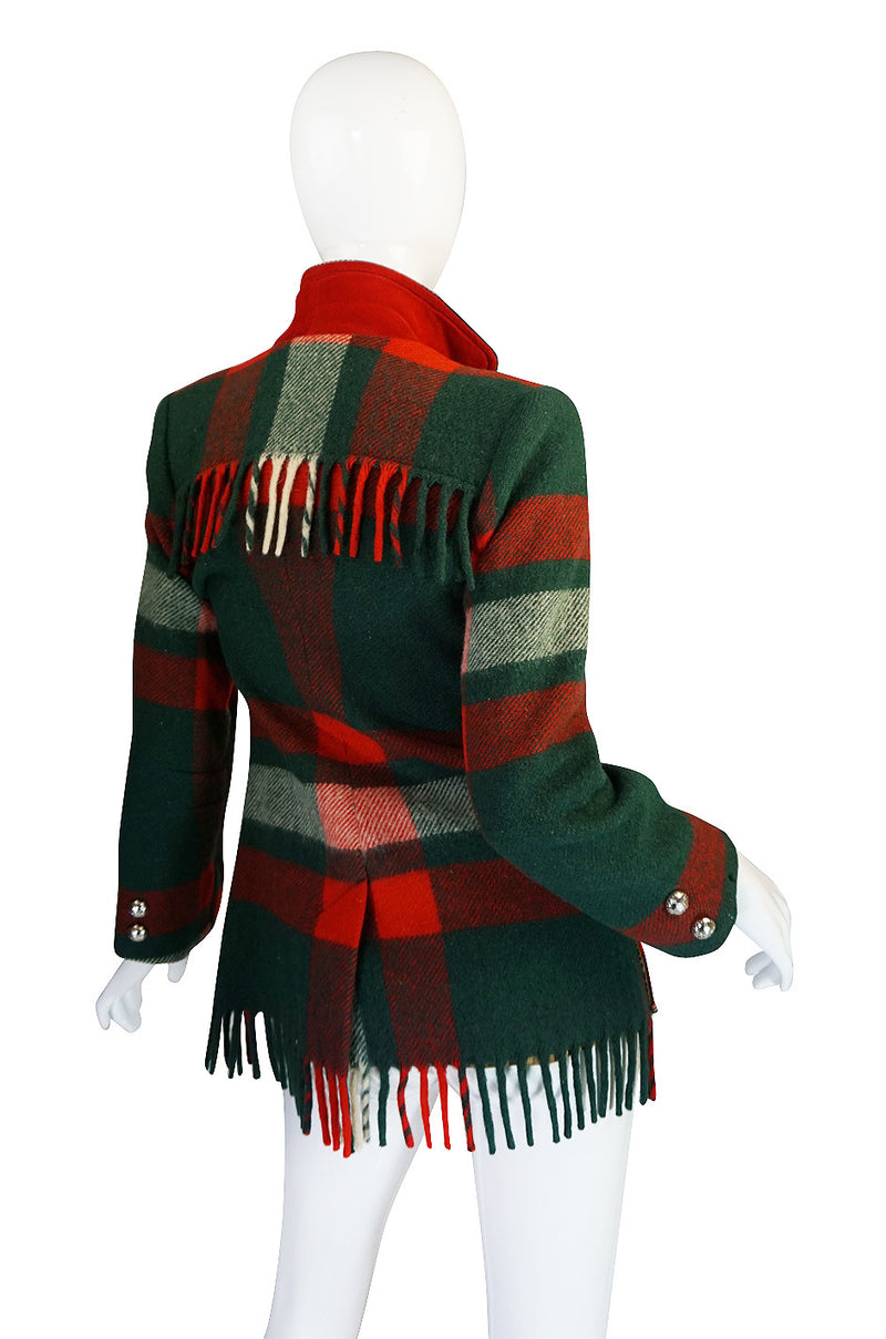 Original 1940s Western Fringe Plaid Jacket