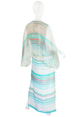 1960s I. Magnin Silk Twill and Silk Chiffon Caped Dress