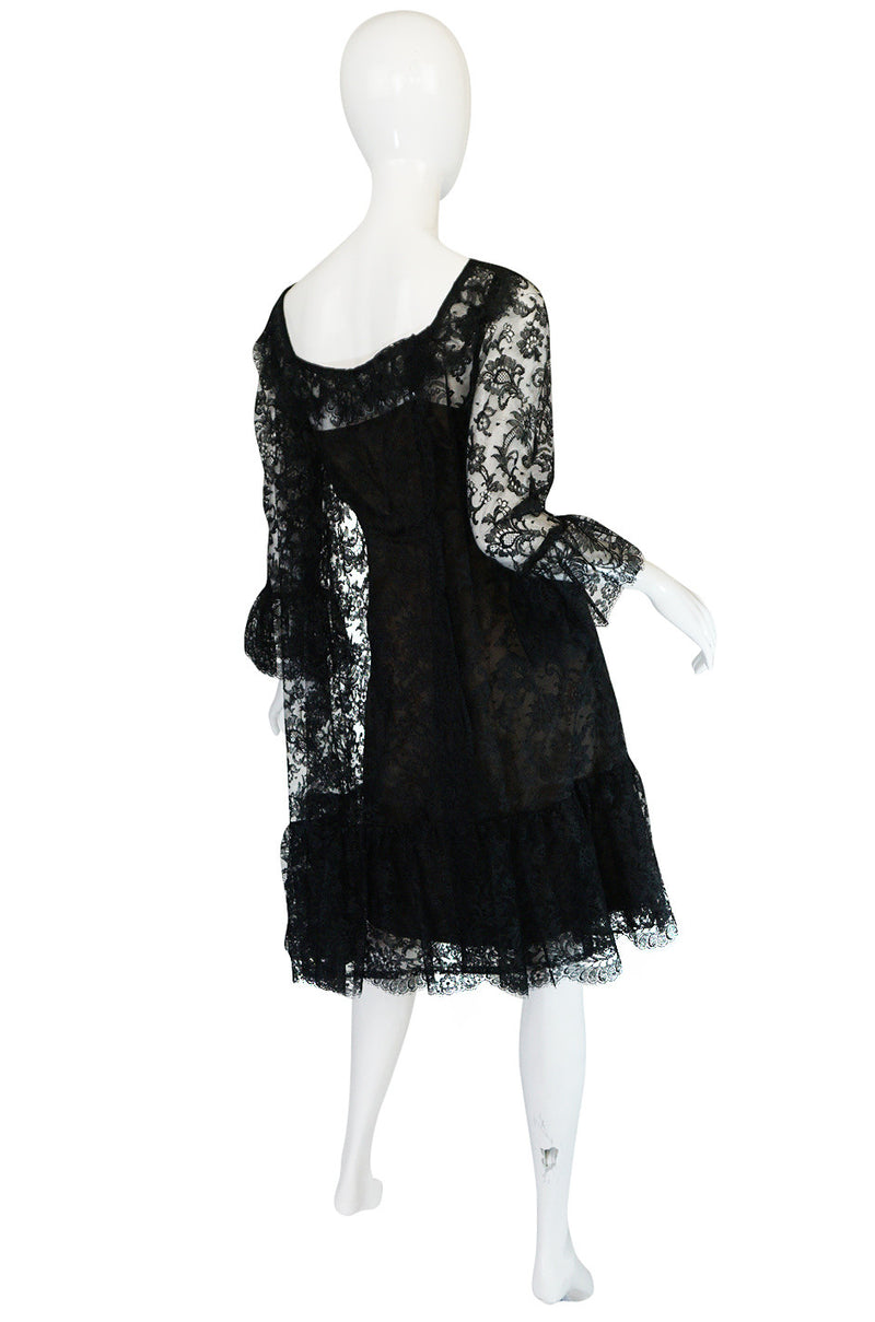 1960s Baby Doll Bill Blass Lace & Silk Dress Set