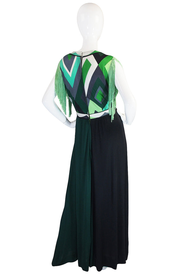 c1972 Fringe Emilio Pucci Jersey Maxi Dress