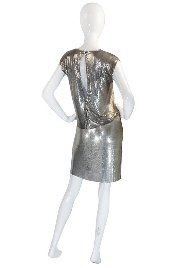 Late 1980s Paco Rabanne Silver Metal Mesh Set