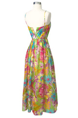 1950s Nat Kaplan Pleated Bodice Insanely Pretty Floral Print Dress