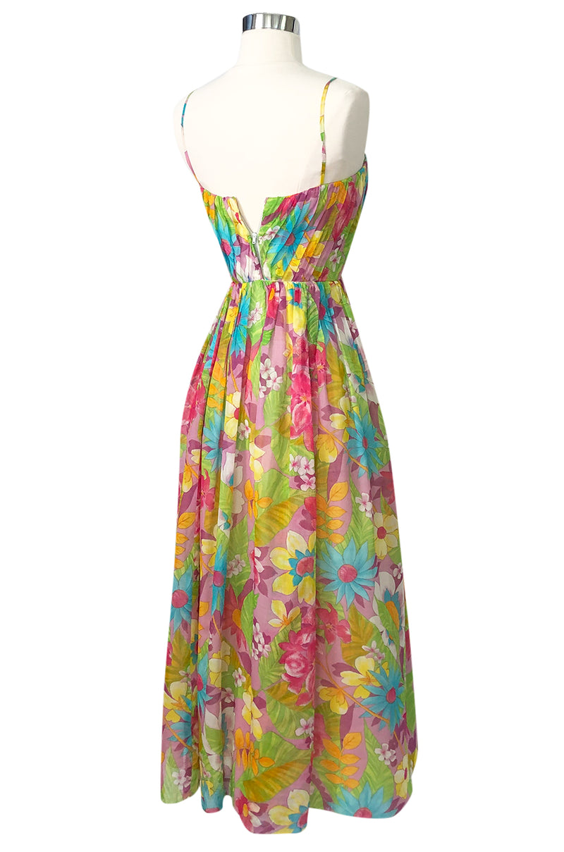 1950s Nat Kaplan Pleated Bodice Insanely Pretty Floral Print Dress