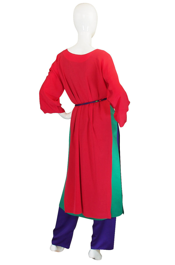 Late 1970s Oscar de la Renta Layered Silk Pant Set