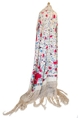 Extraordinary 1920s Silk Embroidered Piano Shawl