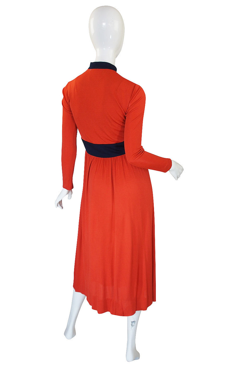 1970s Rodrigues Burnt Orange Jersey Dress